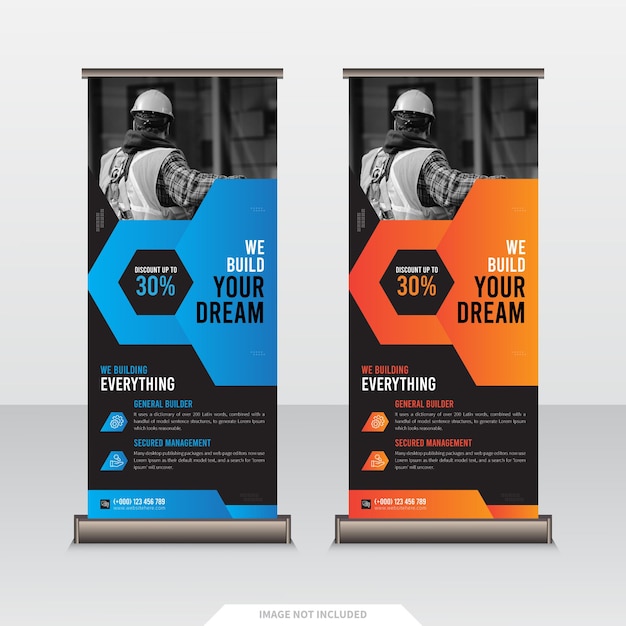 Construction business rollup banner design template 