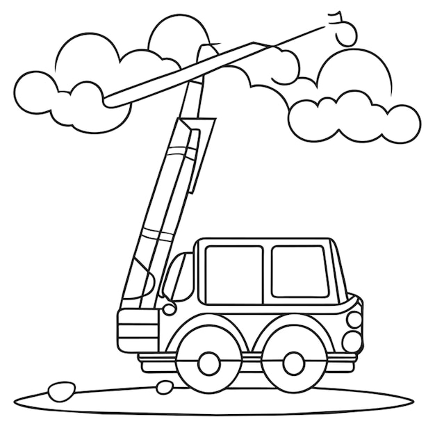 Vector construction coloring pages little crane coloring page for kids free special transport printable