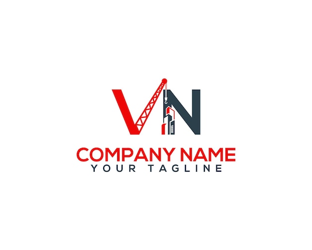 Construction company logo design VN letter with crane