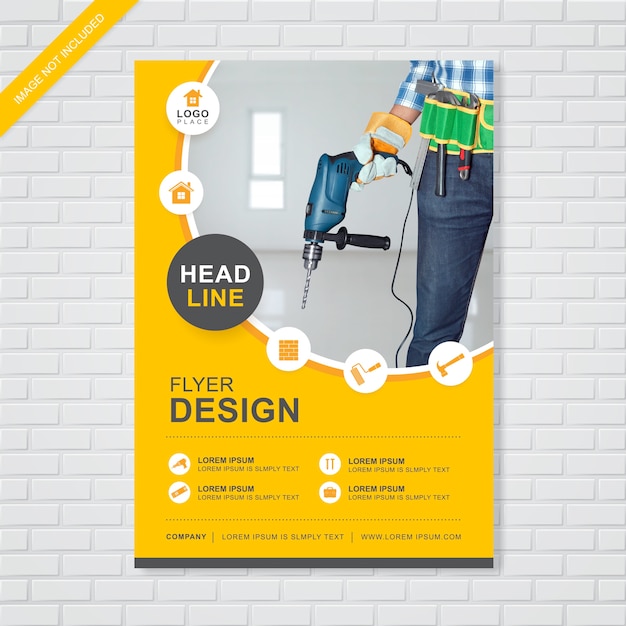 Vector construction cover flyer template