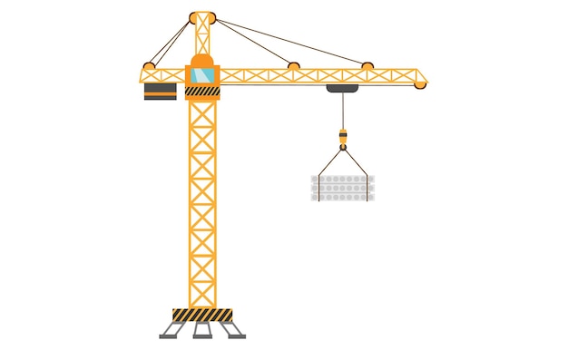 Construction crane tower yellow illustration in a flat style EPS10