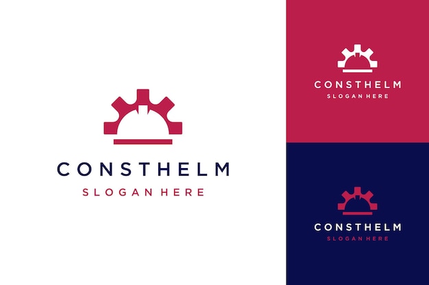 Construction design logo, or construction helmet with gear