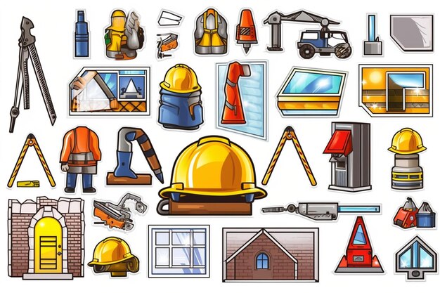 Vector construction elements sticker sheet illustration