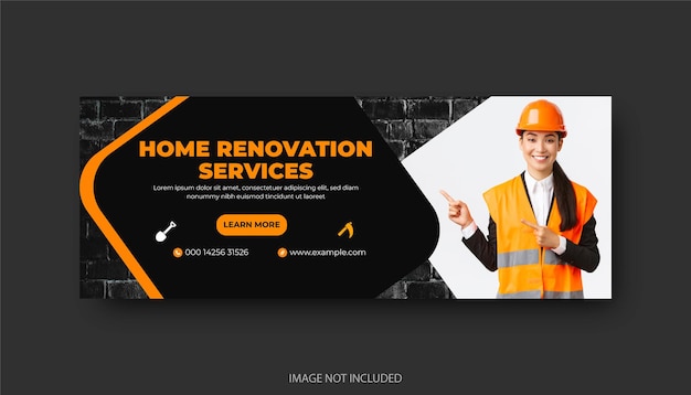 construction facebook cover or social media post or banner