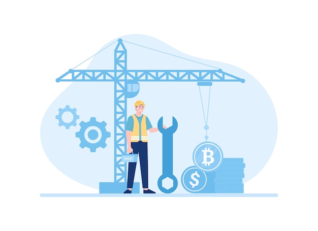 Construction for financial business building trending concept flat illustration