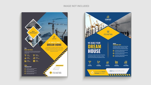 construction flyer, poster bundle, a4 corporate flyer design bundle