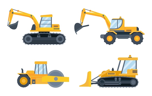 Construction heavy equipment Engineering machines for building as excavator bulldozer tractor and loader