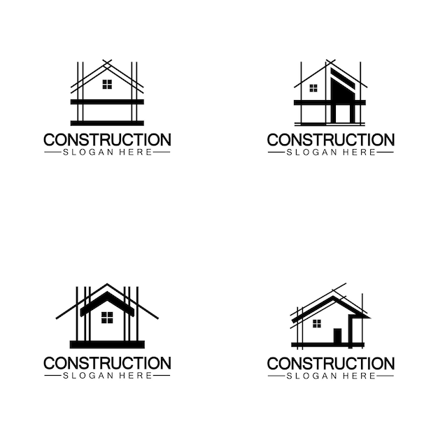 Construction home repair and Building Concept Logo Design Home building Construction vector logo template