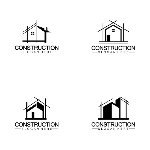 Construction home repair and Building Concept Logo Design Home building Construction vector logo template