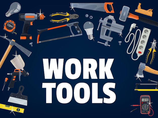 Construction and house repair work tools vector