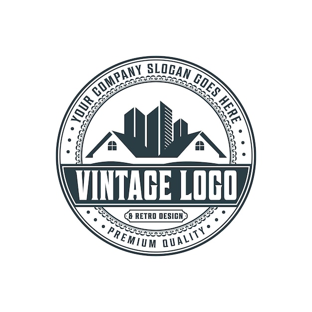 Construction logo template, with retro vintage badge vector construction logo