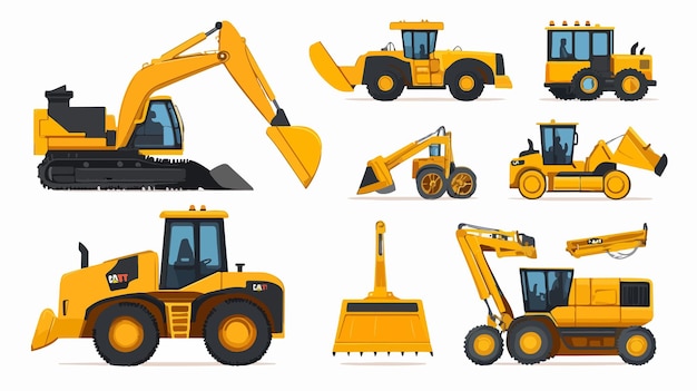 Vector construction machinery icons collection for projects