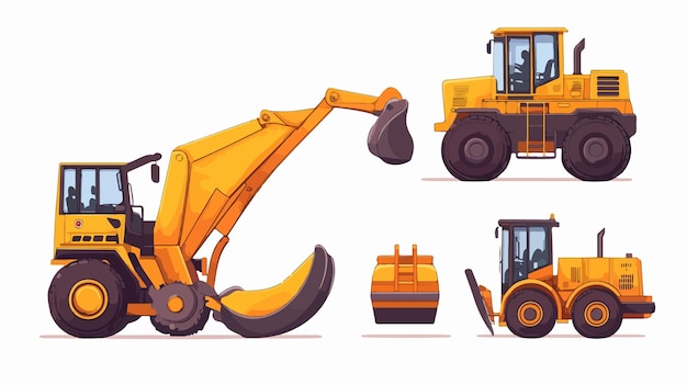 Construction Machinery Icons One Collection Set of Icons Representing Various Heavy Equipment