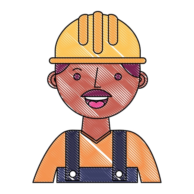 construction man worker with helmet and overalls portrait 