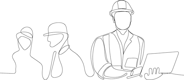 construction manager and engineer working on building site. Vector illustration