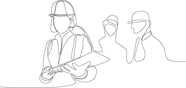 construction manager and engineer working on building site. Vector illustration