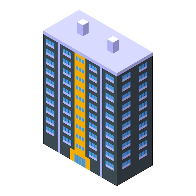 Construction multistory building icon isometric vector City house Modern facade