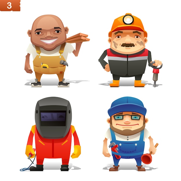 Construction professions vector icon set 1