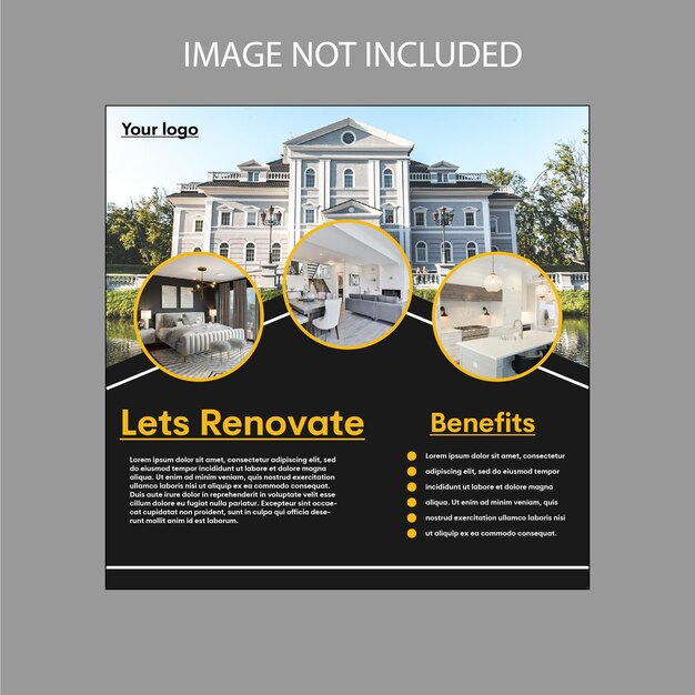 Construction and Renovation template for social media posts or flyer design