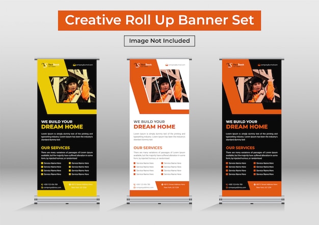 Construction  roll up banner template design, business construction roll up banner