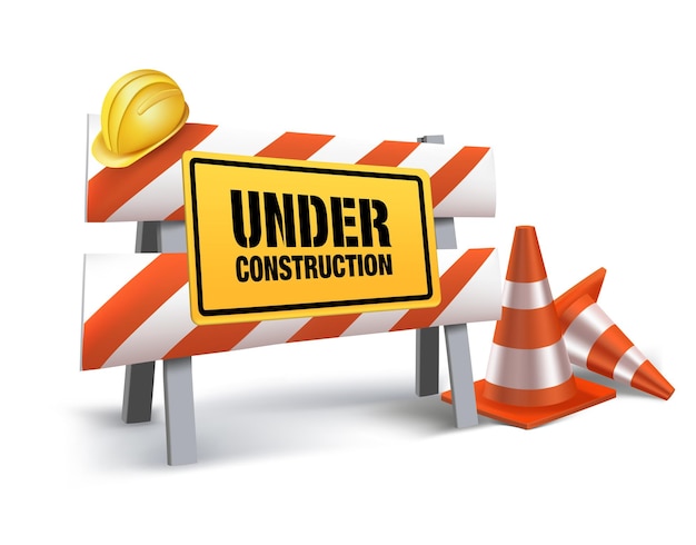 Under Construction Sign in White Background 3D Mesh Vector illustration