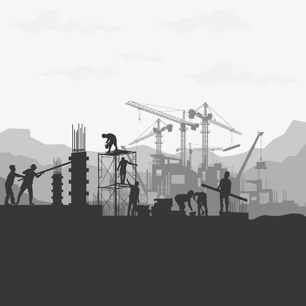 Construction silhouette background.