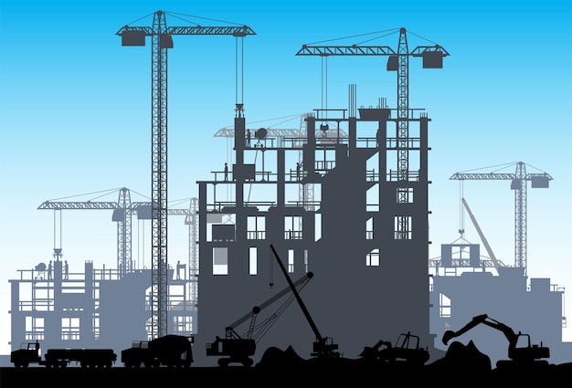 Construction Site Banner Silhouette Landscape