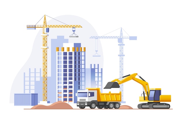 Construction site building a house Real estate business Vector illustration