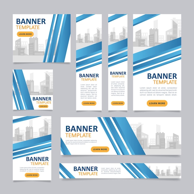 Construction site web banner design template