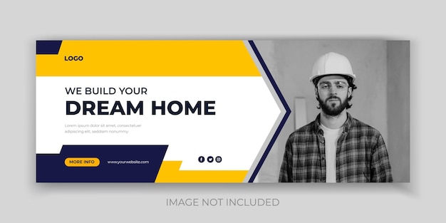 Construction social media banner and facebook cover photo