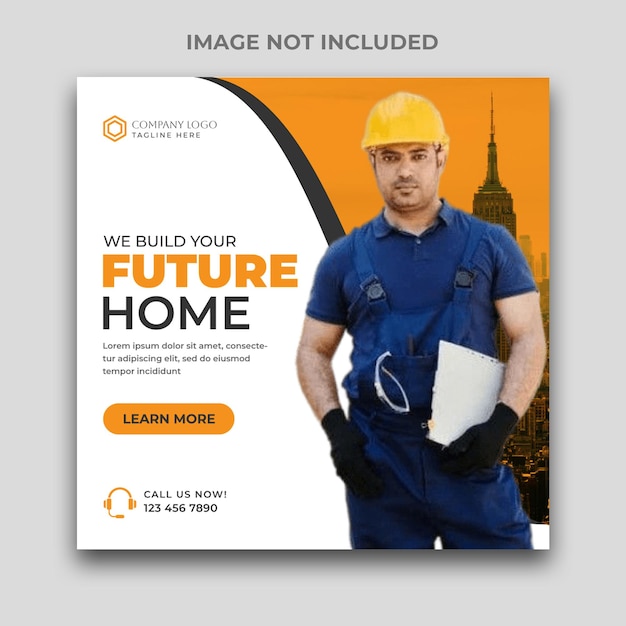 Construction social media Instagram post banner template design