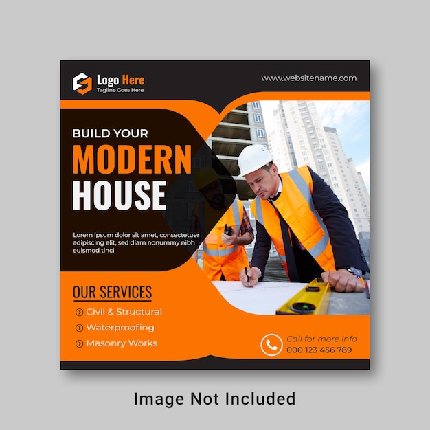 Construction Social Media Post Template design