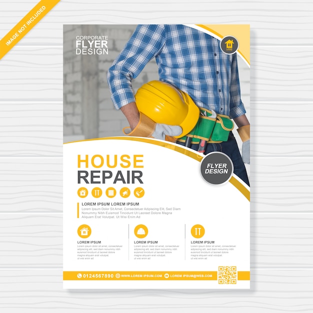 Vector construction tools cover a4 flyer design template