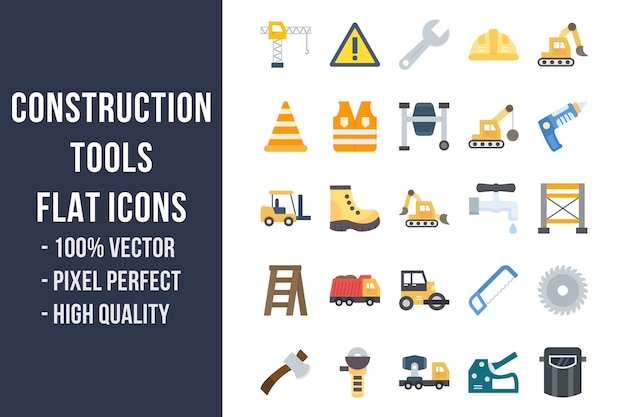 Construction Tools Flat Multicolor Icons