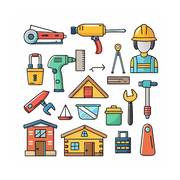 Vector construction and tools icon set vector illustration