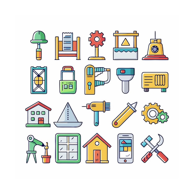 Vector construction and tools icon set vector illustration