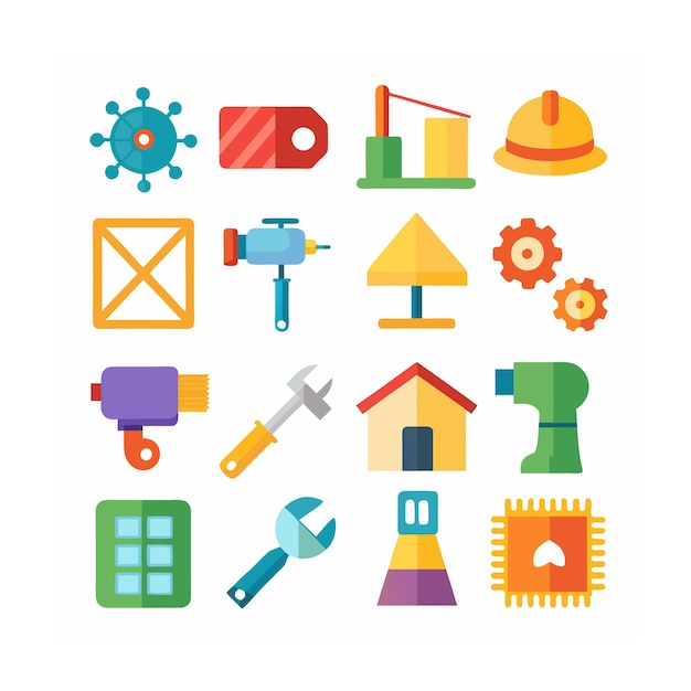 Vector construction and tools icon set vector illustration