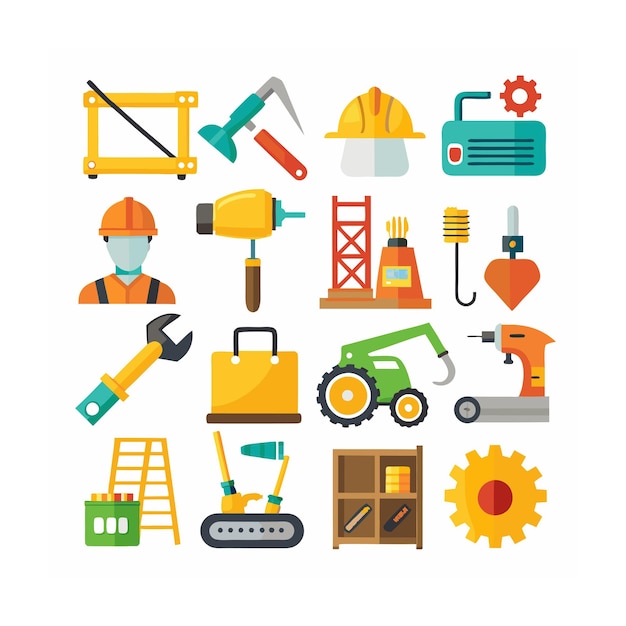 Vector construction and tools icon set vector illustration