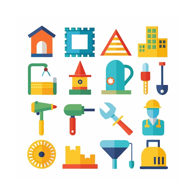 Vector construction and tools icon set vector illustration