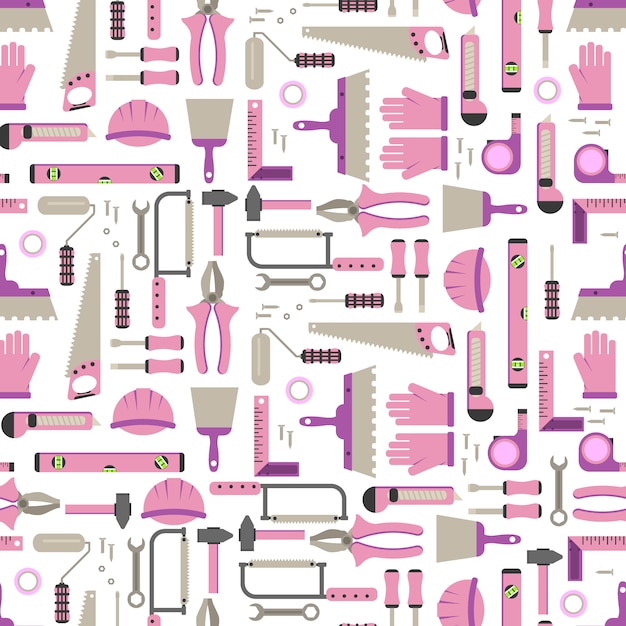 Construction tools seamless pattern. Work equipment