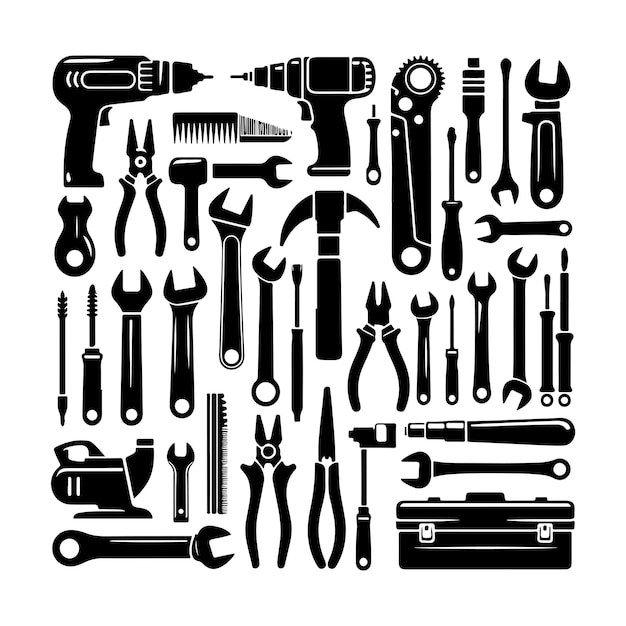 Vector construction tools silhouette vector illustration