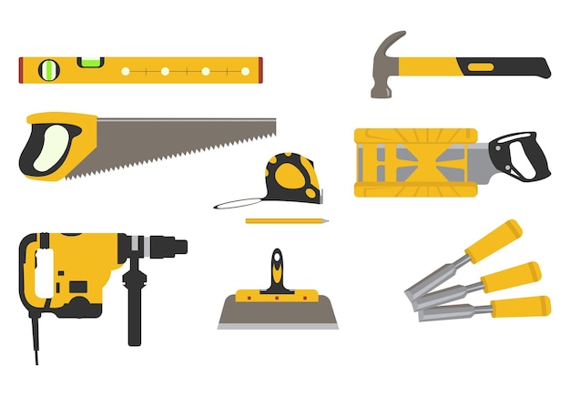 Construction tools vector elements Repair worker tools vector illustration set