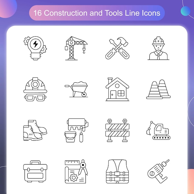 Construction and Tools Vector Outline icon Set 03