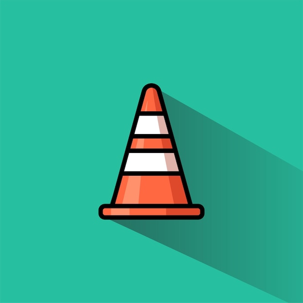 Construction traffic cone orange color simple warning symbol vector icon flat design illustration