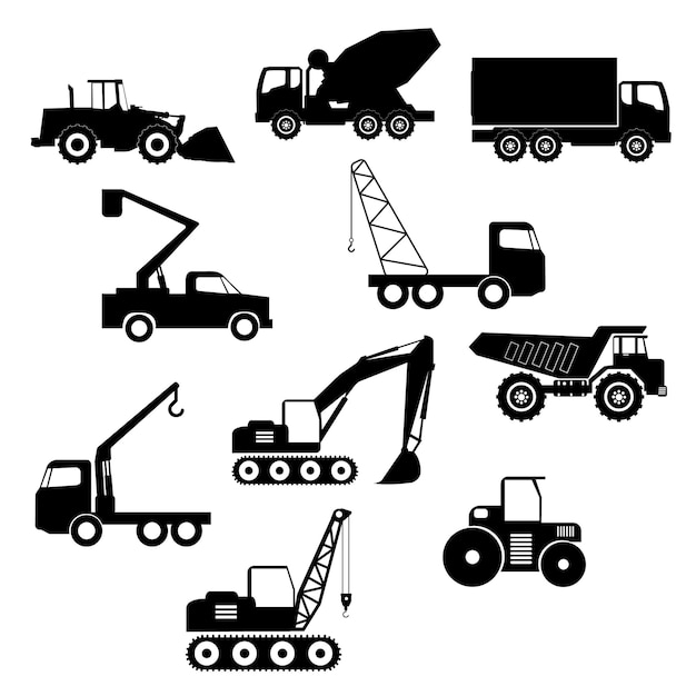 Construction truck vector construction transport set