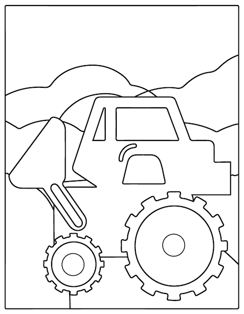 Construction vehicles coloring page for kids