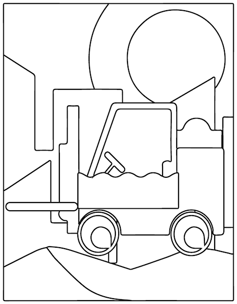 Construction vehicles coloring page for kids