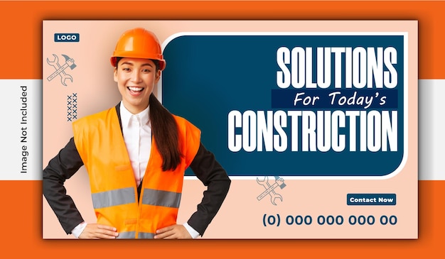 Construction Web Banner Template Design for Your Agency