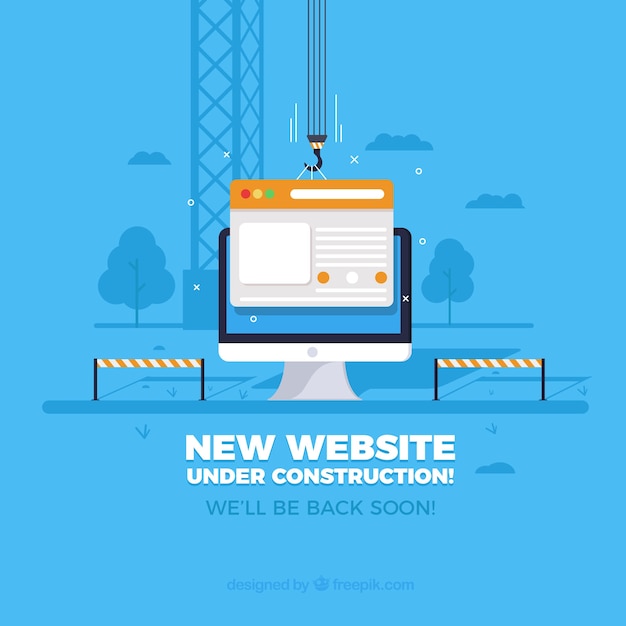 Under construction web template in flat style