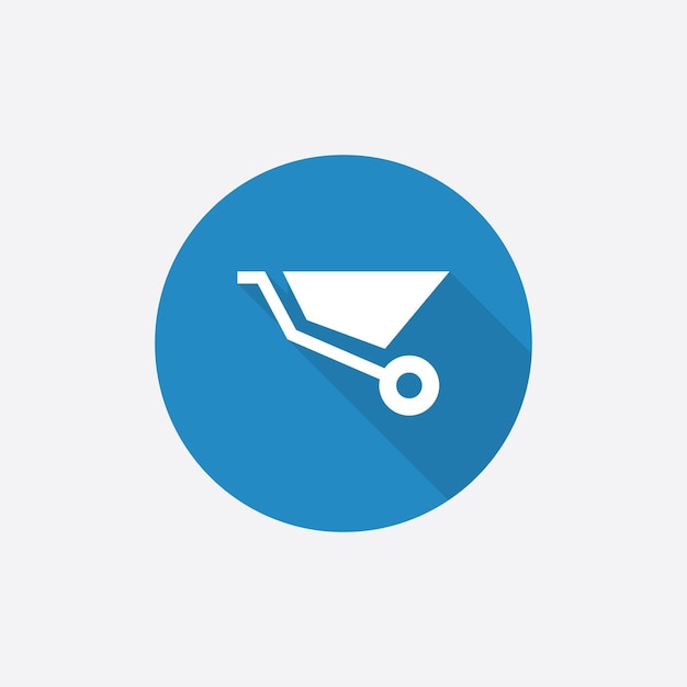 Construction wheelbarrow Flat Blue Simple Icon with long shadowxA